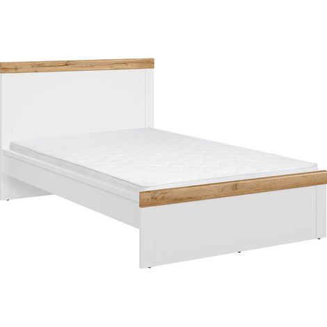 Cama 120x200 Hella Blanca y Madera (1/4)