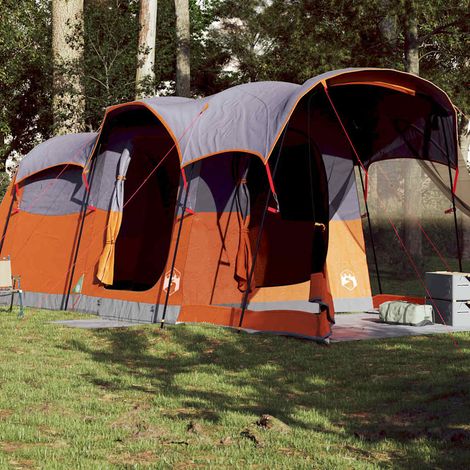 vidaXL Family Tent Tunnel 8-Person Grey and Orange Waterproof (1/5)