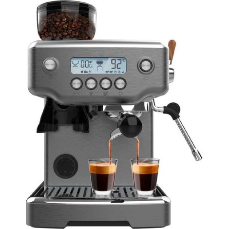Cecotec Cafetera Express Barista Power Espresso 20 Barista Steel & Grind. 2200W, 20Bares, Molinillo Cónico, 2.1L Depósito Agua