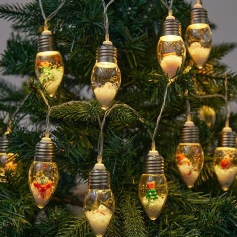 Guirlande lumineuse de Noël à LED de 3 m, 20 ampoules Edison incassables, alimentées par piles, avec télécommande et minuteur, pour chambre, porche, jardin, fête, décoration de Noël. (1/4)