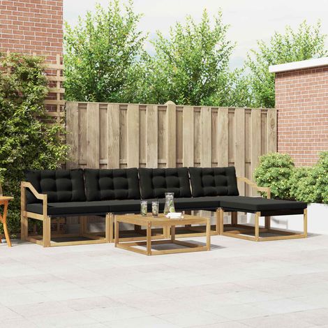 vidaXL Outdoor-Sofagarnitur 6 pcs Weiß und Schwarz 79 x 79 x 37 cm (1/5)