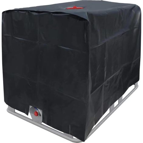 IBC-Tankabdeckung, Wassertankabdeckung, Schutzhülle aus 210D Oxford-Gewebe, staubdichte IBC-Schutzhülle für 1000-Liter-IBC-Container (Farbe: Schwarz) (1/5)