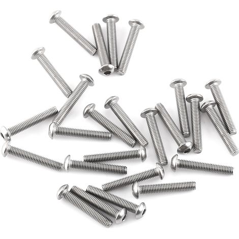 Vis à six pans creux M3 en acier inoxydable 304, assortiment de vis à tête bombée, écrous hexagonaux et rondelles (1/3)