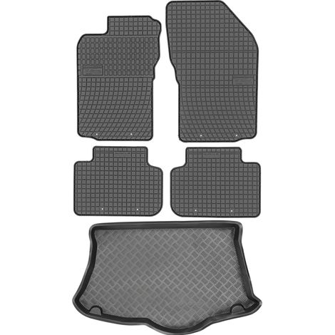 Set di tappetini in gomma per auto e tappetino per bagagliaio per Alfa Romeo 147 Hatchback dal 2002 al 2010.