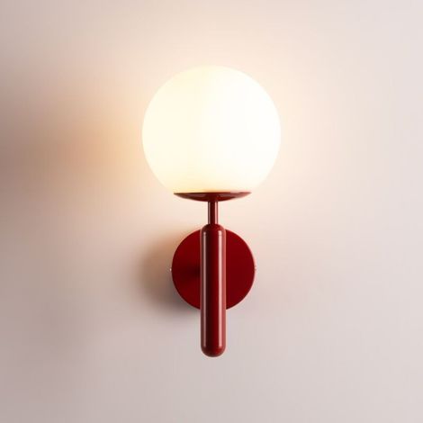 Applique murale globe en verre "Elsa" - E14 - Rouge - Applique murale globe en verre "Elsa" - E14 - Rouge (1/5)