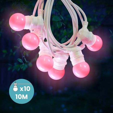 Guirlande Lumineuse Extérieur Rose 10 m Cable Blanc