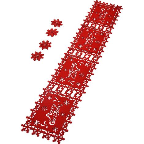Nappe de Noël en Feutre Absorbant et Anti-chaleur avec 4 Sets de Sous-verres (1/5)
