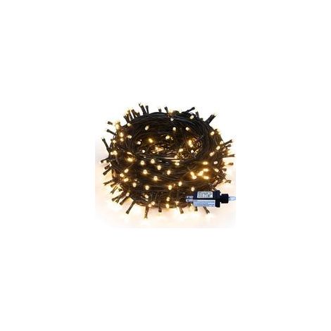 (Luz cálida) Guirnalda de luces LED para exteriores con alimentación de CA, 33 m, 300 LED, 8 modos, luces decorativas para jardín y árbol de Navidad. (1/4)