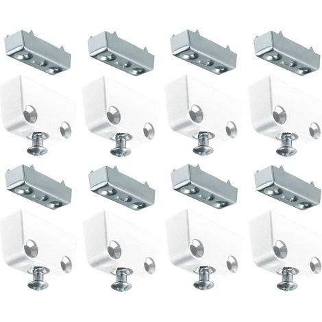 Cyclingcolors – Ferrure d'assemblage blanche 8x – Connecteur à visser pour bois – Fixation meuble étagère porte panneau cuisine salle de bain