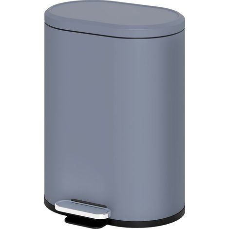 Poubelle cuisine 6L, poubelle à pédale en métal avec seau intérieur, couvercle à fermeture douce, 24,5x21,5x29,5cm, gris (1/5)