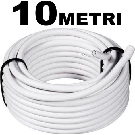 Câble D'extension 10mt Coaxial Antenne Tv Numérique Terrestre 75ohm Câblé Blanc (1/2)