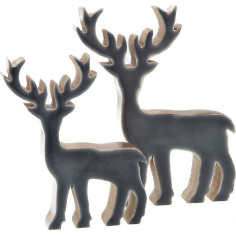Amadeus - Set de 2 rennes gris 12 cm (1/3)