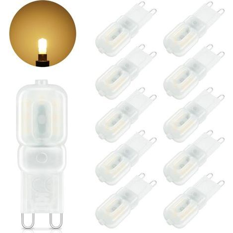 Lampadina LED G9, 3W equivalente a una lampada alogena da 30W, bianco caldo 3000K, 500LM, LED G9 senza sfarfallio, angolo del fascio a 360° per camera da letto, soggiorno, cucina, confezione da 10 (1/5)