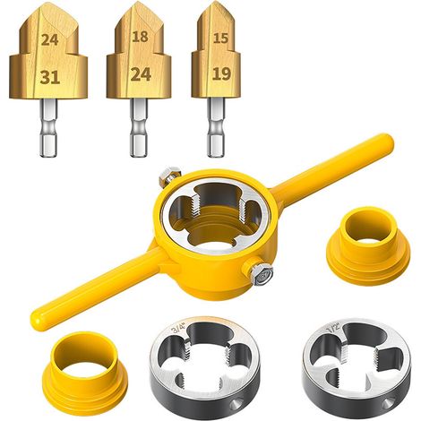 Trousse De Taraudage PPR Et PVC 20 25 32 Mm - Kit De 6 Pièces Avec Filière Et 3 Tarauds Pour Filetage Conique 60° (1/5)