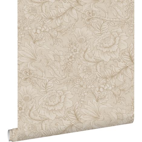 papier peint fleurs beige - ESTAhome (1/5)