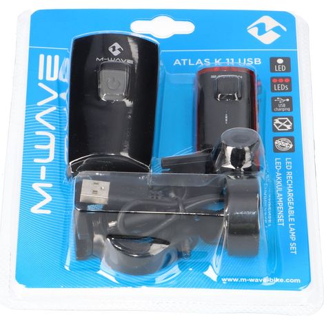 Fahrradleuchten-Set - M-WAVE Atlas K 11 USB Akku (1/5)