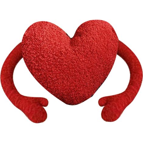 Coussin cœur rouge en peluche cartoon, doux et confortable, oreiller en forme de cœur pour décoration salon chambre bureau, réversible des deux côtés (1/5)