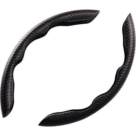 Fundas universales para volante, juego de 2, fundas universales de fibra de carbono para volante, accesorio para el interior del coche, ultraligeras, compatibles con la mayoría de los coches (negras). (1/3)