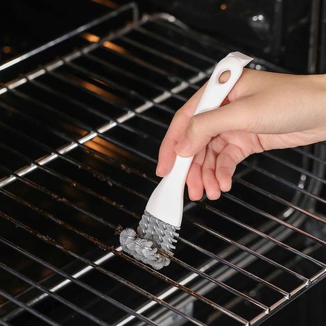 3 pièce Brosse à gril en forme de V avec crochet, brosse et grattoir Kit multifonctions pour nettoyage de grille, brosse de cuisine, gadgets de cuisin (1/3)