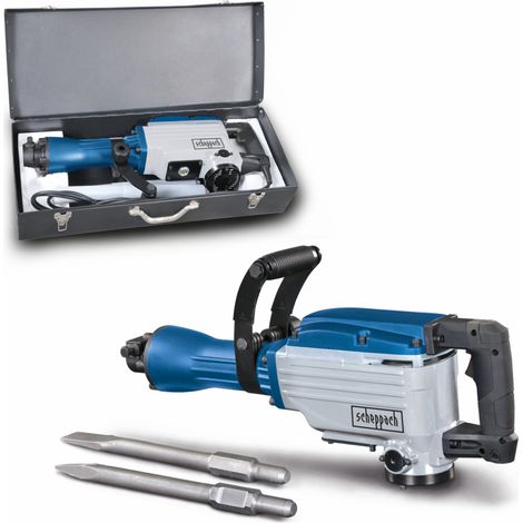 Scheppach Marteau de démolition AB1600 – 1600 W – Marteau burineur – Impact de 50 joules – 2000 coups/minute – Burins pointu et plat de 390 mm – Support d’outils SDS Hex 30 mm (1/5)