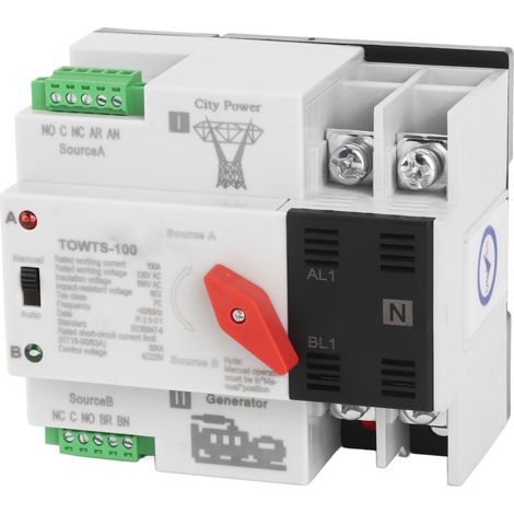 Automatischer Zweileistungsschalter, 2P 8kV, 2 Betriebsmodi, für Haushalt, Fabrik, Büro, 220V Wechselstrom, 100A (1/5)