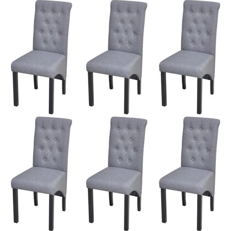 Lot de 6 Chaises de salle à manger - Chaises à dîner Gris clair Tissu BV869592 - BonneVie (1/5)
