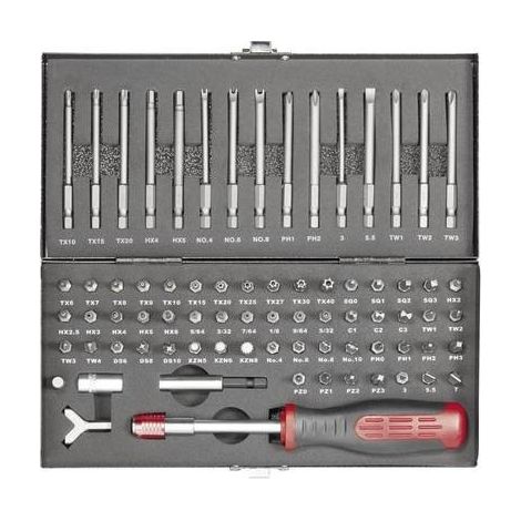TOOLCRAFT HT02183 820952 Kit inserti 75 parti Taglio, Brugola interna, Clutch, Tri-Wing, TORQ, Multidente XZN, Croce Po (1/3)