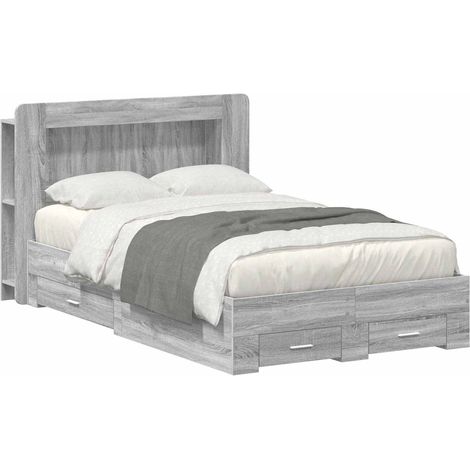 Cadre de lit avec rangement Sonoma gris 120 x 190 cm vidaXL (1/5)