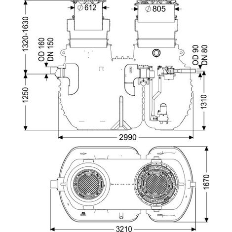 KESSEL 96007-DR-170D Séparateur de graisses EasyClean encastré