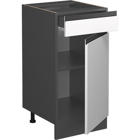 Mobiletto base per cucina R-Line, Bianco, 40 cm Forma a J, senza piano di lavoro, Vicco