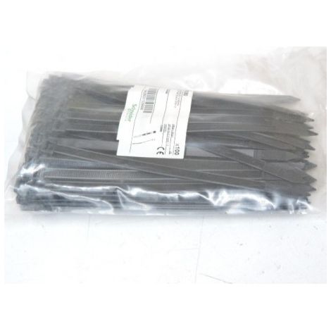 Collier serre-câble noir 203x7.6mm (blister de 100) pour fixation de fils et câbles Ø 50mm extérieur anti-UV SCHNEIDER 3946350