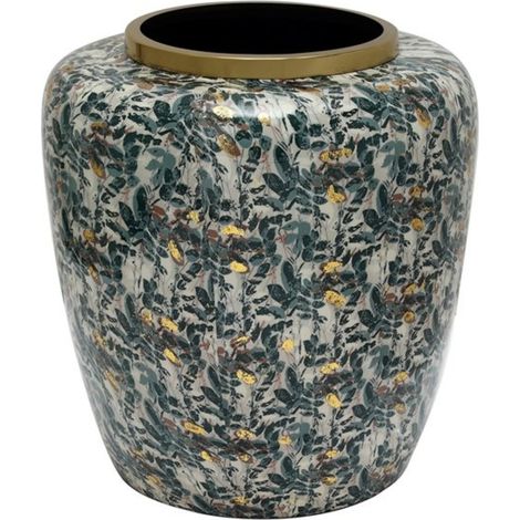 Vase design vert doré élégant pour déco intérieure - Vert émeraude et touches dorées