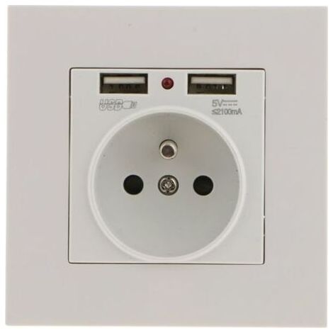 FENOPLASTICAPrise Murale, Prise Electrique Murale avec Double USB 5V/2100mA, Prise Encastrable avec 2 Ports de USB Pratique et Manialble (1/5)