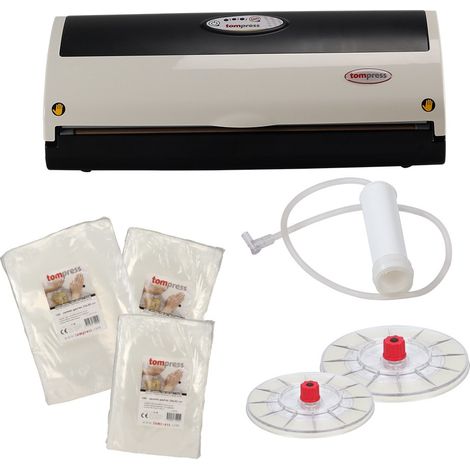 Coffret machine sous vide auto Tom Press avec poches et couvercles (1/3)