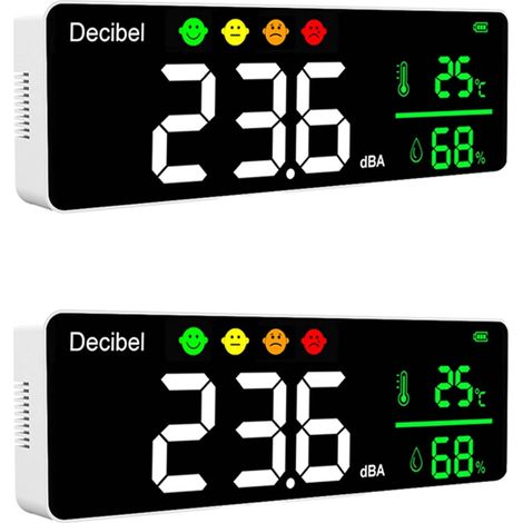 2X DM1306D Numérique Décibel Sonomètre Détecteur de Bruit Mural Intelligent 30-130DB Moniteur de Température Et D'Humidité (1/5)