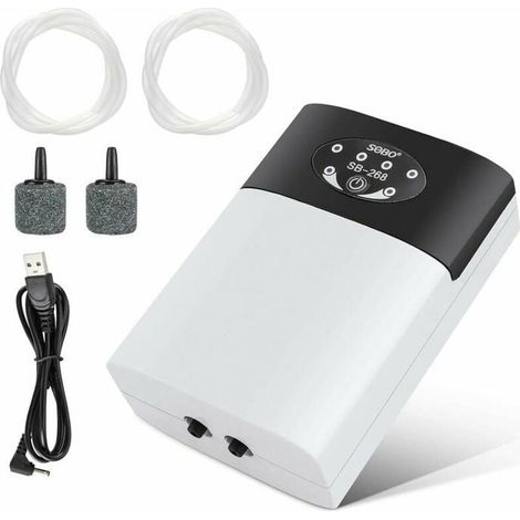 Tragbare USB-Aquarienluftpumpe, leise, 2 x 3 l/min Fördermenge mit 2 Sauerstoffauslässen, in verschiedenen Farben erhältlich (1/4)