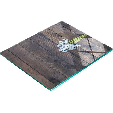 Tabla de cocina de vidrio duradera y elegante con estampado de flores primaverales, 60x52 cm. (1/5)