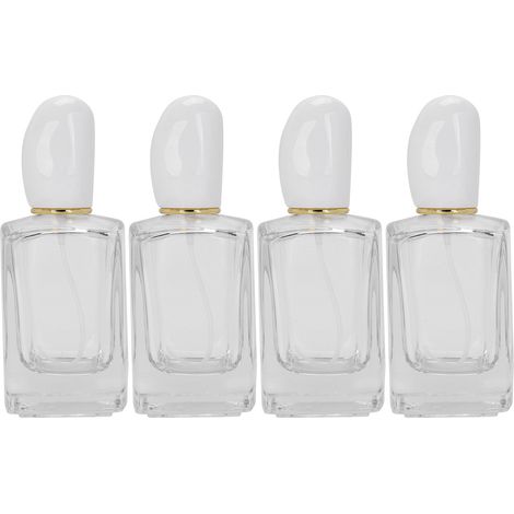 4 flacons en verre rechargeables 50ml, vaporisateur vide blanc avec couvercle, atomiseur distributeur de parfum (1/5)