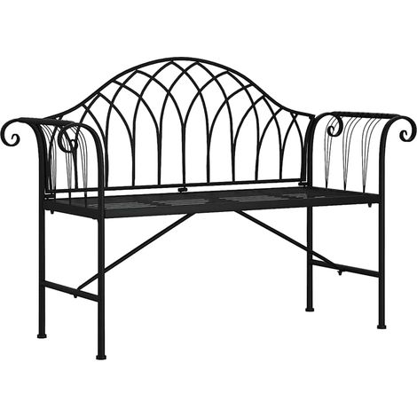 2-Seater Garden Bench 128 cm Black Steel vidaXL (1/5)