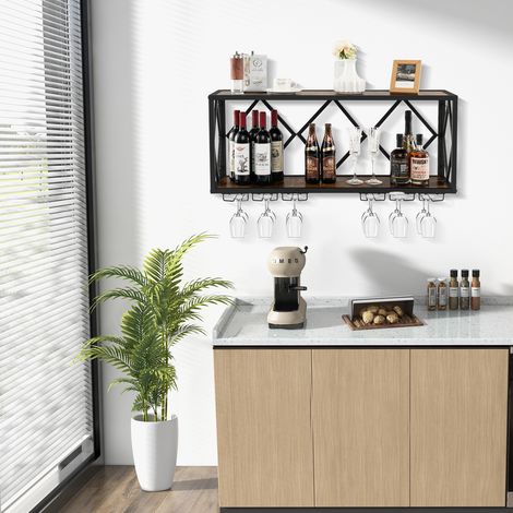 Wall Mounted Wine Rack for 39 Bottles and 12 Glasses (1/5)