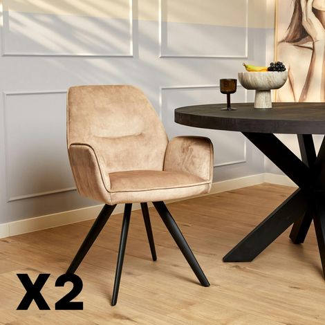 Fauteuil de table beige moderne (lot de 2) CORTINA (1/5)