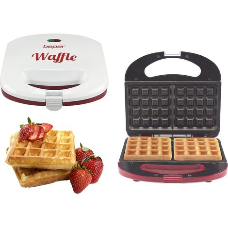 BEPER BT.602H Waffle Maker con Piastre Antiaderenti, Avvolgicavo e Piedini Antiscivolo - Piastra Waffle 780 W (1/5)