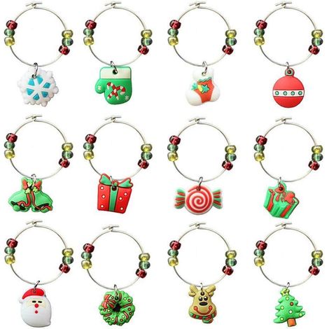 12 Marqueurs de Verres à Pied Thème Noël PVC Facile à Utiliser Décoration Fête (1/5)