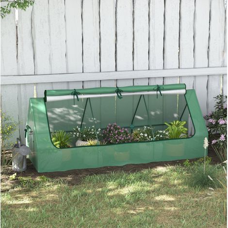 Serre mini en bâche PE 240 x 90 x 90 cm avec fenêtre en mesh, résistante aux UV, verte HAVRYA (1/5)