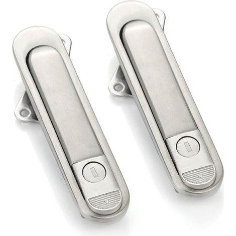 Stainless steel spring-loaded push-button lock, lock for masks and electrical cabinets, flat lock with round knob and rotating latch by Deng (1/2)