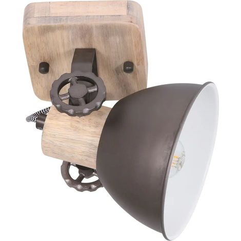 [NEUWERTIG] B-Ware Mexlite  Strahler Spot Gearwood Leuchte Anthrazit Holz E27 Innenleuchte 1 Flg