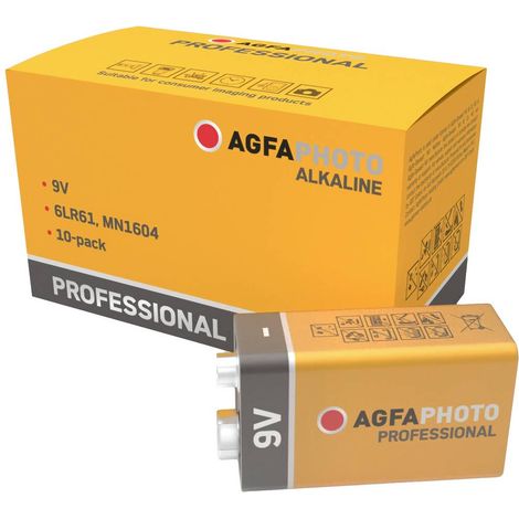 AgfaPhoto Professional 6LR61 Batteria da 9 V Alcalina/manganese 9 V 10 pz.