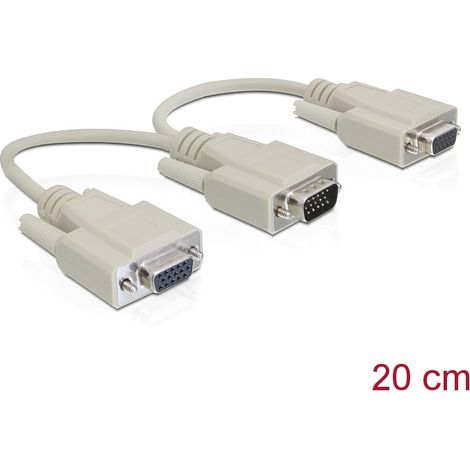 Cable splitter vga 1 Macho a 2 Hembras 20cm delock