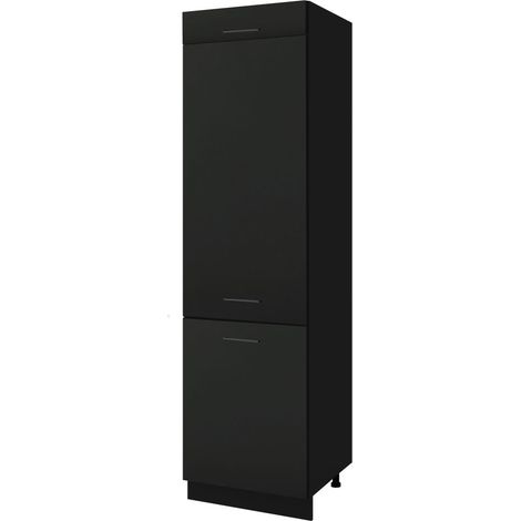 Colonne de cuisine pour réfrigérateur encastrable Lovia Noir Mat 3 portes L 60 cm - Porte avec poignée apparente   Black