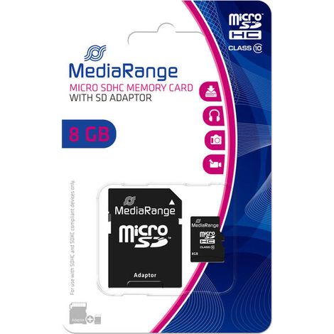 MediaRange - tarjeta de memoria flash - 8 GB - microSDHC (1/4)